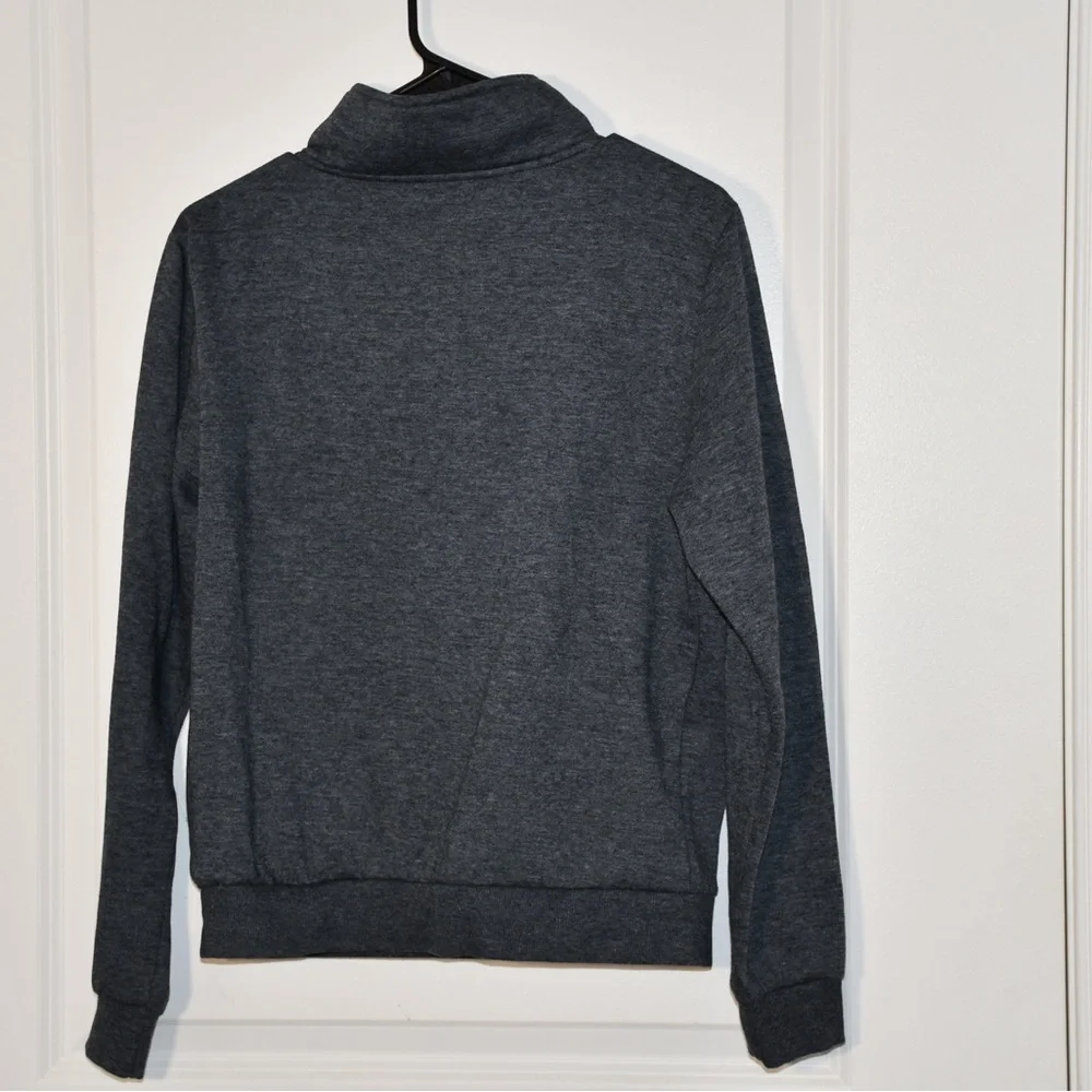 Men's Dark Gray Quarter-Zip Sweater - Picture 4 of 4